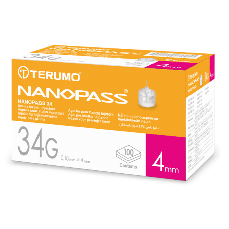 Ago Per Penna Da Insulina Nanopass 34 Gauge Lunghezza 4 Mm 100 Pezzi Ago Per Penna Da Insulina Nanopass 34 Gauge Lunghezza 4 Mm 100 Pezzi