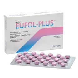 Confezione da 30 compresse di Eufol Plus, integratore per migliorare i livelli di emoglobina.