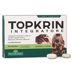 Confezione da 60 compresse di Naturando Topkrin, integratore contro l'indebolimento di capelli e unghie.