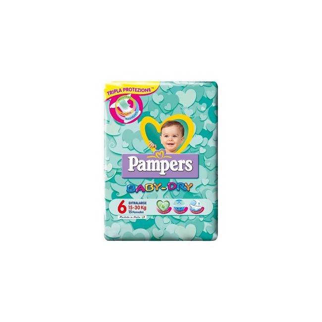 PANNOLINI PER BAMBINI PAMPERS BABY DRY DOWNCOUNT NO FLASH XL 15 PEZZI PANNOLINI PER BAMBINI PAMPERS BABY DRY DOWNCOUNT NO FLASH XL 15 PEZZI