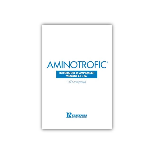 Confezione da 150 compresse di Aminotrofic, integratore per energia e massa muscolare.