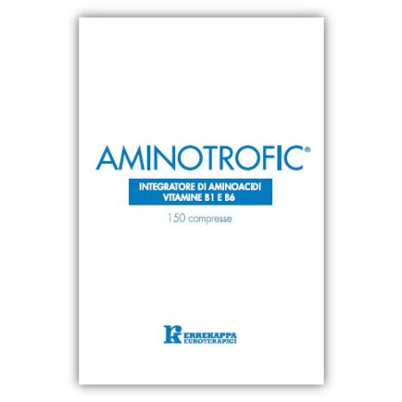 Confezione da 150 compresse di Aminotrofic, integratore per energia e massa muscolare.