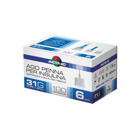 AGO PER PENNA DA INSULINA MASTER-AID 31 GAUGE 6 MM 100 PEZZI
