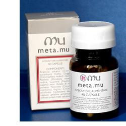 Confezione da 40 capsule di Meta Mu, integratore per l'equilibrio del peso corporeo.