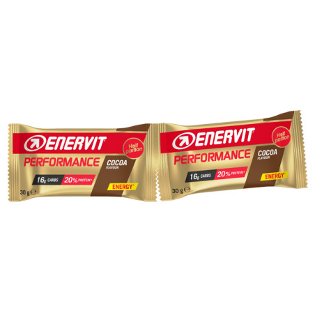 2 barrette da 30 g di Enervit Power Sport Double Cacao, barretta energetica per sportivi.