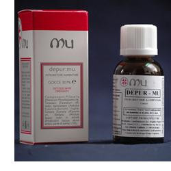 Flacone da 30 ml di Depur Mu Gocce, integratore per eliminare le tossine dall'organismo.