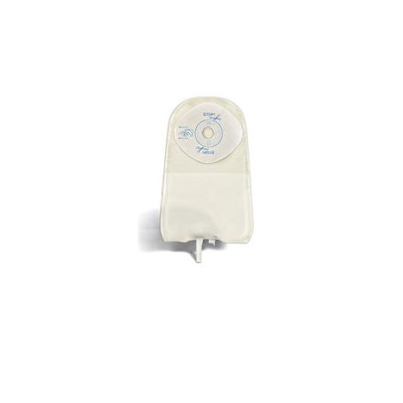 SACCA UROSTOMIA TRASPARENTE PRETAGLIATA MONO PEZZO CON BARRIERA PROTETTIVA IN STOMAHESIVE E VALVOLA ANTIREFLUSSO URODRESS 38MM 1