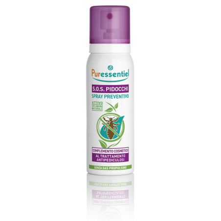 Flacone da 75 ml di Puressentiel S.O.S. Pidocchi Spray Preventivo Per L'Infestazione Da Pidocchi. Flacone da 75 ml di Puressentiel S.O.S. Pidocchi Spray Preventivo Per L'Infestazione Da Pidocchi.