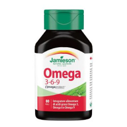 Flacone da 80 perle di Biovita Jamieson Omega 3-6-9, integratore per il benessere cardiocircolatorio.