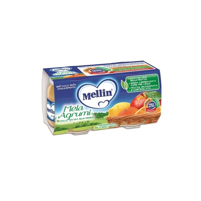 MELLIN OMOGENEIZZATO MELA AGRUMI 100 G 2 PEZZI MELLIN OMOGENEIZZATO MELA AGRUMI 100 G 2 PEZZI