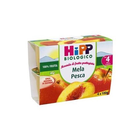 HIPP BIO FRUTTA GRATTUGGIATA MELA PESCA 4X100 G HIPP BIO FRUTTA GRATTUGGIATA MELA PESCA 4X100 G