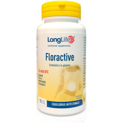 Flacone da 75 grammi di Longlife Floractive Integratore Per Il Benessere Della Flora Batterica Intestinale.