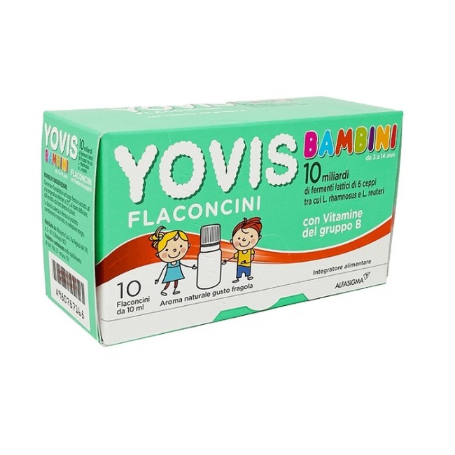 Confezione da 10 Flaconi di Yovis Bambini integratore di fermenti lattici probiotici per il benessere intestinale. Confezione da 10 Flaconi di Yovis Bambini integratore di fermenti lattici probiotici per il benessere intestinale.