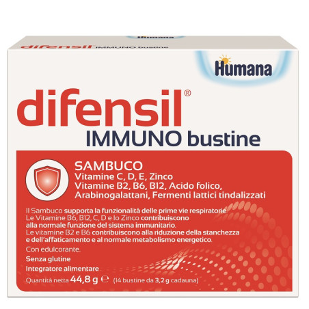 Confezione da 14 bustine di Difensil Immuno integratore per le difese immunitarie. Confezione da 14 bustine di Difensil Immuno integratore per le difese immunitarie.
