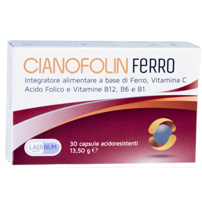 Confezione da 30 capsule di Cianofolin Ferro Integratore Per Alleviare La Stanchezza E L'Affaticamento. Confezione da 30 capsule di Cianofolin Ferro Integratore Per Alleviare La Stanchezza E L'Affaticamento.
