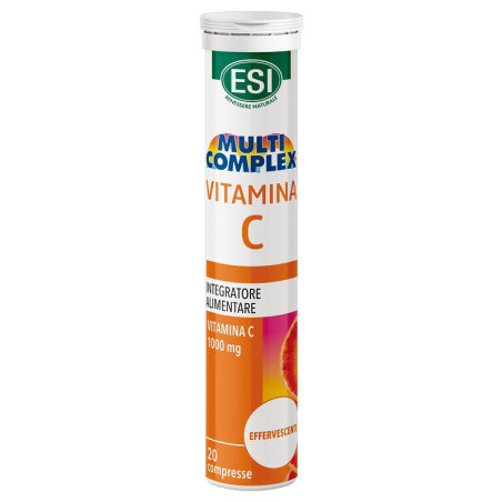 Confezione da 20 compresse di Esi Multicomplex Vitamina C, integratore per le difese immunitarie. Confezione da 20 compresse di Esi Multicomplex Vitamina C, integratore per le difese immunitarie.