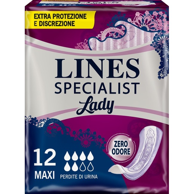 LINES SPECIALIST MAXI X 12 AUSILIO ASSORBENTE SAGOMATO UTILIZZABILE CON L'AUSILIO DI MUTANDA ELASTICIZZATA RIUTILIZZABILE LINES SPECIALIST MAXI X 12 AUSILIO ASSORBENTE SAGOMATO UTILIZZABILE CON L'AUSILIO DI MUTANDA ELASTICIZZATA RIUTILIZZABILE