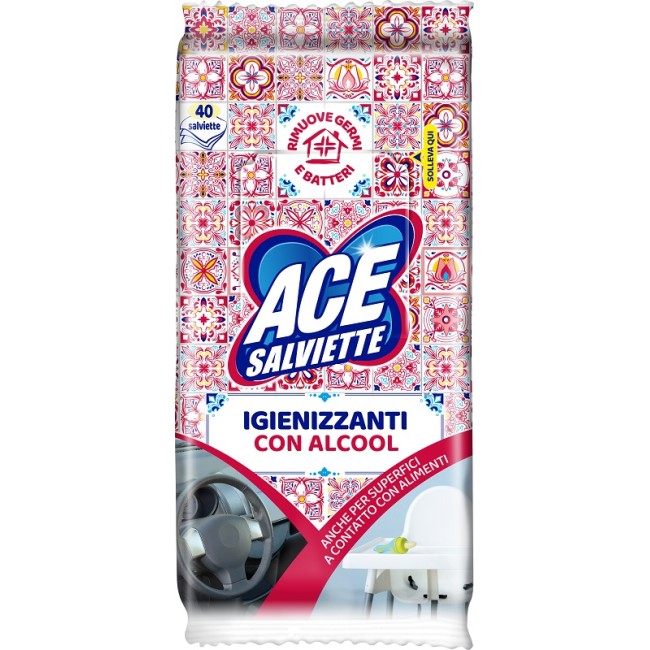 ACE SALVIETTE IGIENIZZANTI ALCOOL 40 PEZZI ACE SALVIETTE IGIENIZZANTI ALCOOL 40 PEZZI