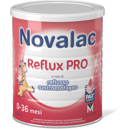 Barattolo da 800 grammi di Novalac Reflux Pro, latte in polvere anti reflusso.