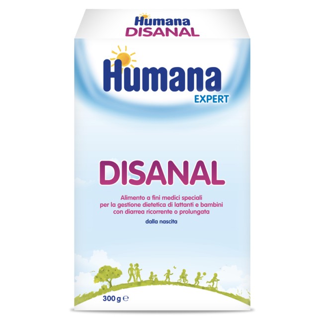 Confezione da 300 grammi di Humana Expert Disanal, latte per bambini con diarrea. Confezione da 300 grammi di Humana Expert Disanal, latte per bambini con diarrea.