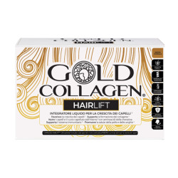 Confezione da 10 flaconcini di Gold Collagen Hairlift Integratore Per La Ricrescita Dei Capelli.