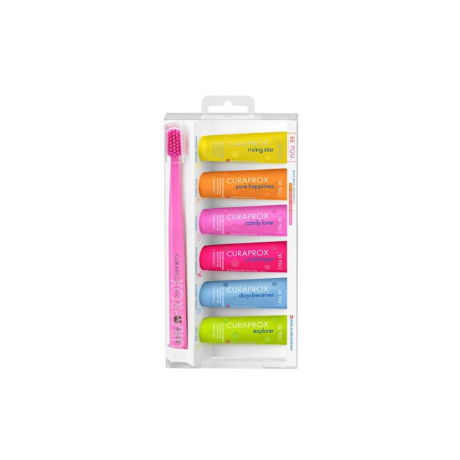 CURAPROX BE YOU MIXED SET 6 DENTIFRICI DA 10 ML + 1 SPAZZOLINO CS 5460 CURAPROX BE YOU MIXED SET 6 DENTIFRICI DA 10 ML + 1 SPAZZOLINO CS 5460
