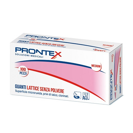 PRONTEX GUANTO IN LATTICE SENZA POLVERE MEDIO 100 PEZZI PRONTEX GUANTO IN LATTICE SENZA POLVERE MEDIO 100 PEZZI