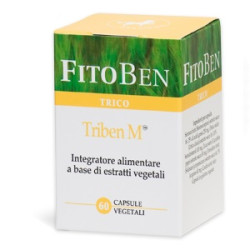 Confezione da 60 capsule vegetali di Triben M, integratore contro l'alopecia androgenetica.