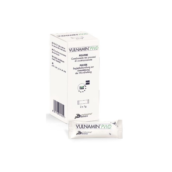 VULNAMIN PWD MEDICAZIONE INTERATTIVA IN POLVERE DI SODIO JALURONATO E AMINOACIDI 2 STICK PACK VULNAMIN PWD MEDICAZIONE INTERATTIVA IN POLVERE DI SODIO JALURONATO E AMINOACIDI 2 STICK PACK