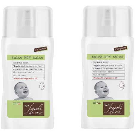 Bipacco da 100 mlx2 di Fiocchi di Riso Talco non Talco Spray Bipacco da 100 mlx2 di Fiocchi di Riso Talco non Talco Spray