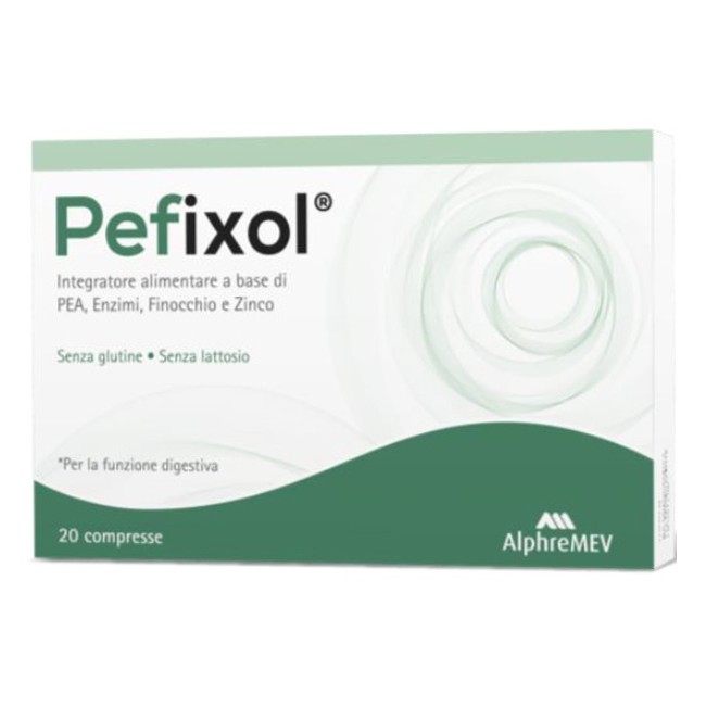 Confezione da 20 compresse di Pefixol integratore che favorisce la digestione e la motilità intestinale. Confezione da 20 compresse di Pefixol integratore che favorisce la digestione e la motilità intestinale.