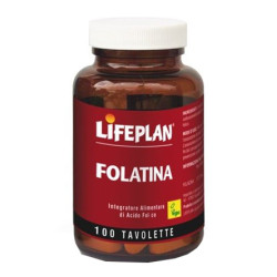 Barattolo da 100 tavolette di Folatina, integratore di acido folico per la gravidanza.