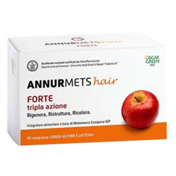 Confezione da 60 compresse di Annurmets Hair Forte Tripla Azione Integratore Per La Bellezza Dei Capelli.