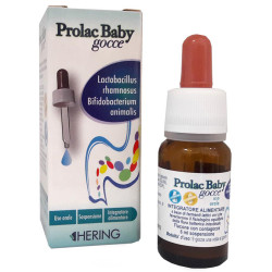 Flacone da 6 ml di Hering Prolac Baby, integratore contro pancia gonfia e coliche dei bambini.