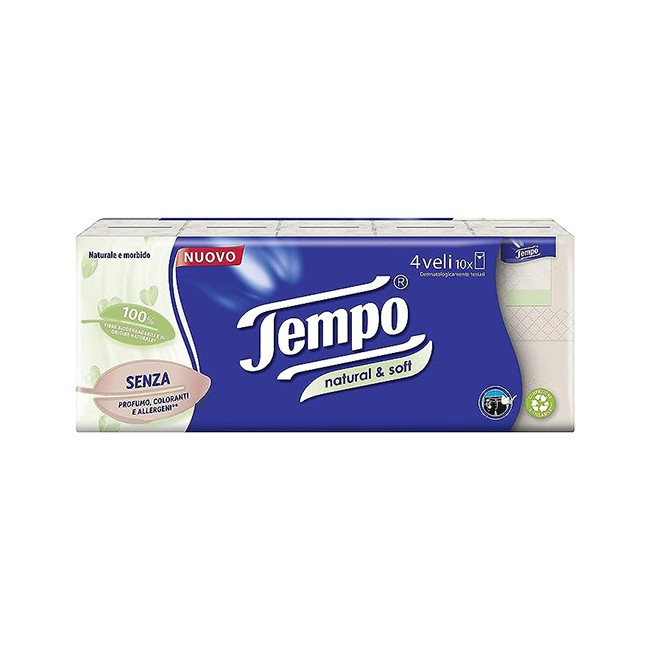 Tempo Fazzoletti Natural&soft 10 Pezzi Da 9 Fazzoletti Tempo Fazzoletti Natural&soft 10 Pezzi Da 9 Fazzoletti