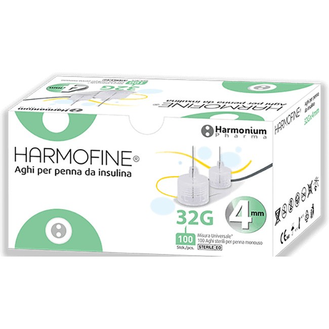 Ago Harmofine Penna Da Insulina Gauge 32 4mm 100 Pezzi Ago Harmofine Penna Da Insulina Gauge 32 4mm 100 Pezzi