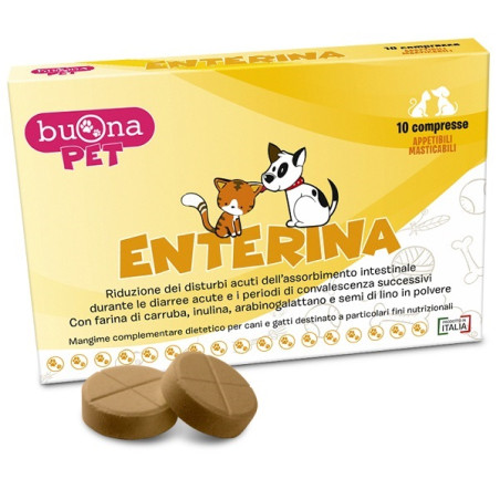 Confezione da 10 compresse di Buonapet Enterina Integratore Veterinario Per Diarrea E Problemi Intestinali Del Cane.