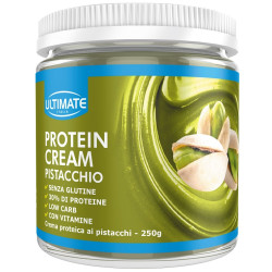 Barattolo da 250 grammi di Ultimate Cream Pistacchio, crema proteica arricchita con vitamine.