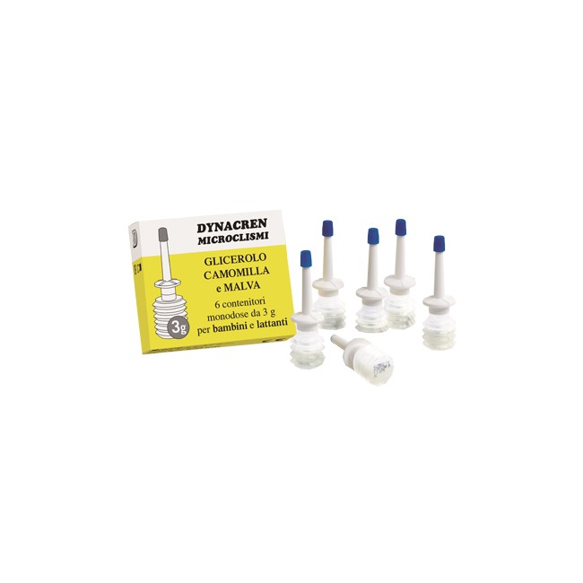 DYNACREN MICROCLISMI CAMOMILLA E MALVA 6 PEZZI DA 3 G PER BAMBINI E LATTANTI DYNACREN MICROCLISMI CAMOMILLA E MALVA 6 PEZZI DA 3 G PER BAMBINI E LATTANTI