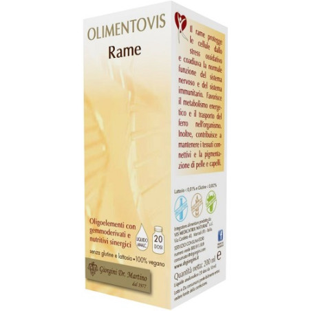Flacone da 200 ml di Rame Olimentovis integratore per la cura della pelle