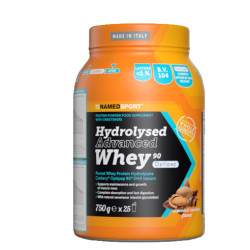 Barattolo da 750 grammi di Named Hydrolysed Advanced Whey Choco Almond, integratore per massa magra e recupero muscolare.