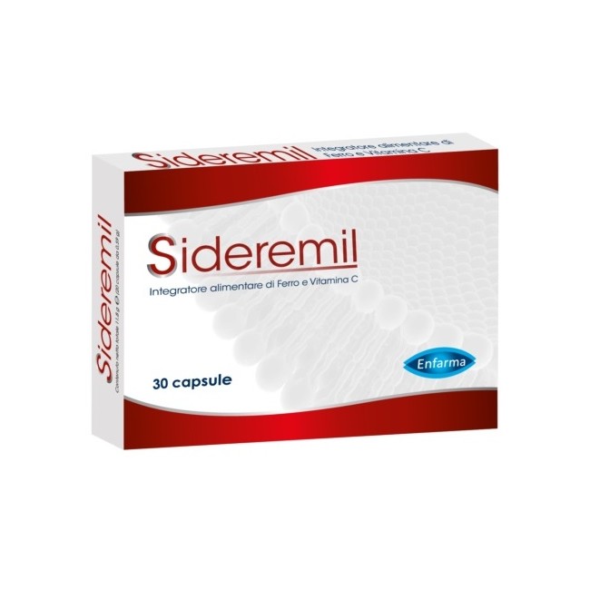 Confezione da 30 capsule di Sederemil integratore di ferro e vitamina C Confezione da 30 capsule di Sederemil integratore di ferro e vitamina C