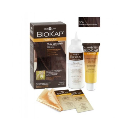 BIOKAP NUTRICOLOR 5,06 CASTANO NOCE MOSCATA TINTA TUBO + FLACONE BIOKAP NUTRICOLOR 5,06 CASTANO NOCE MOSCATA TINTA TUBO + FLACONE