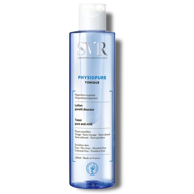 Flacone da 200 ml di Svr Physiopure Tonico Lozione Lenitiva Idratante Purificante. Flacone da 200 ml di Svr Physiopure Tonico Lozione Lenitiva Idratante Purificante.