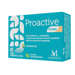 Confezione da 10 capsule di Eubioflora Proactive Flora, integratore per diarrea e gonfiore addominale.