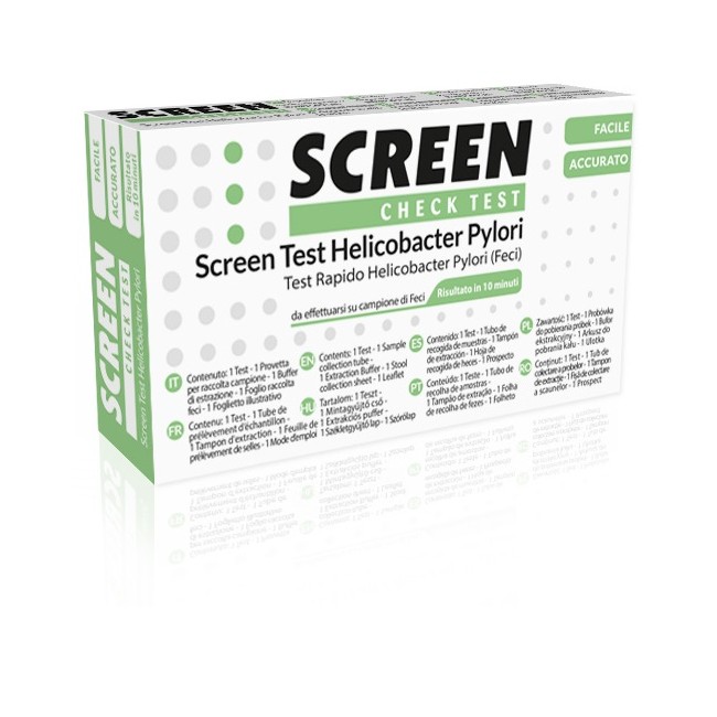 TEST RAPIDO PER L'INDIVIDUAZIONE DEGLI ANTIGENI HELICOBACTER PYLORI NELLE FECI UMANE SCREEN CHECK TEST HELICOBACTER/PYLORI TEST RAPIDO PER L'INDIVIDUAZIONE DEGLI ANTIGENI HELICOBACTER PYLORI NELLE FECI UMANE SCREEN CHECK TEST HELICOBACTER/PYLORI