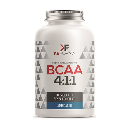 Barattolo da 140 capsule di KE Bcaa 4:1:1, integratore di aminoacidi ramificati per sportivi. Barattolo da 140 capsule di KE Bcaa 4:1:1, integratore di aminoacidi ramificati per sportivi.