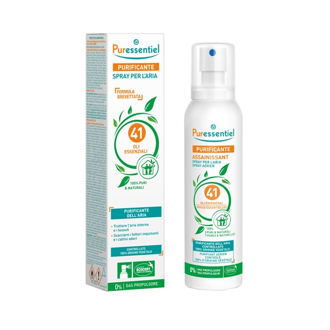 Flacone da 200 Ml di Puressentiel spray purificante con 41 olii essenziali. Flacone da 200 Ml di Puressentiel spray purificante con 41 olii essenziali.