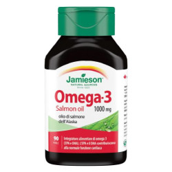 Flacone da 90 perle di Biovita Jamieson Omega 3 Salomon Oil, integratore per cuore, cervello e articolazioni.
