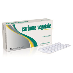 Confezione da 40 compresse di Carbone Vegetale, integratore per mal di pancia e gonfiore.